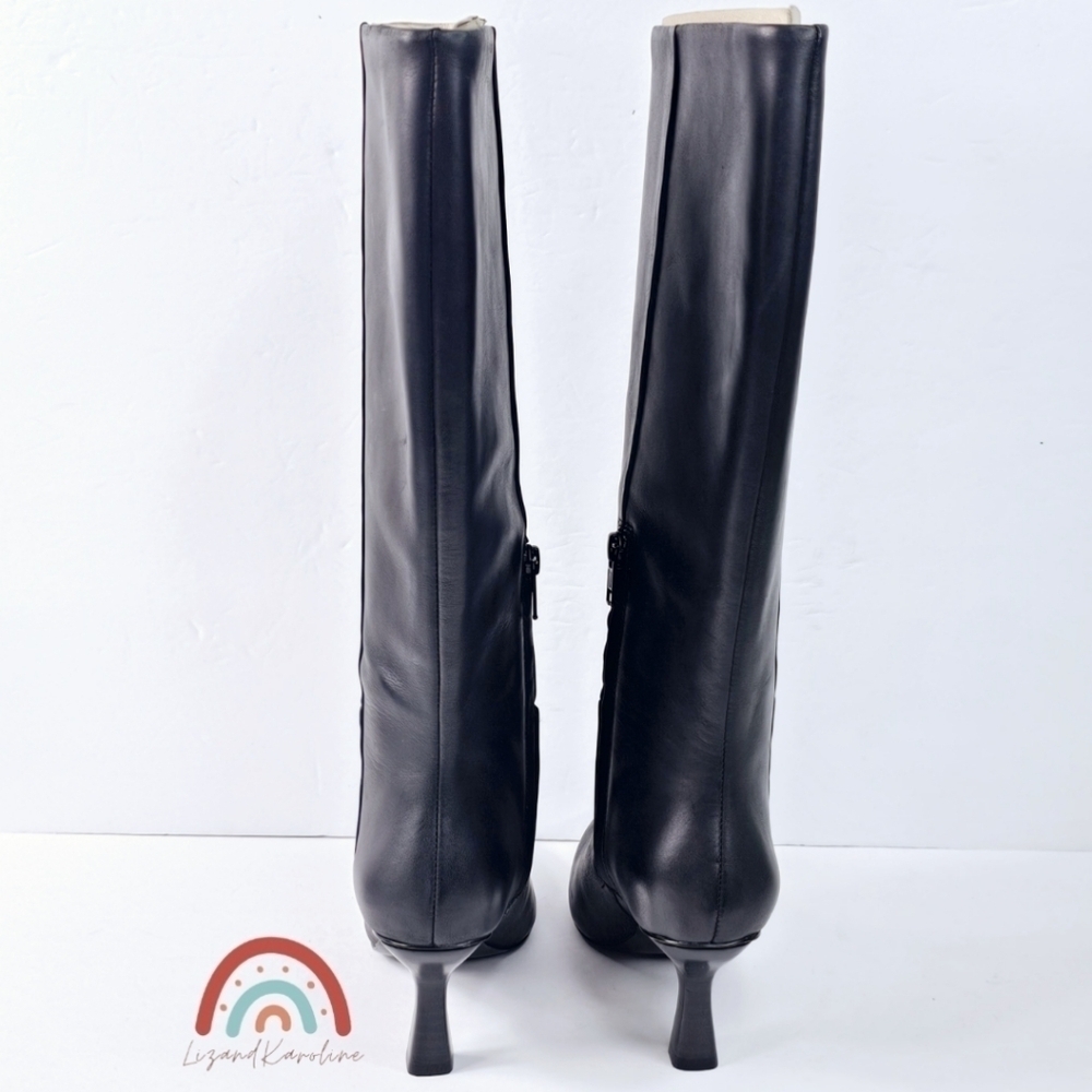 New! Madewell The Justine Knee Boot with Extended Calf in Black Leather - Picture 10 of 16